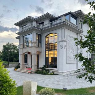 保定 白麻花岗岩私人别墅干挂石材豪华定制