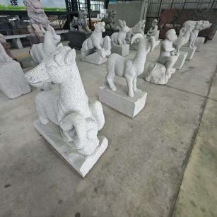 保定 芝麻白花岗岩造型立体雕刻——十二生肖