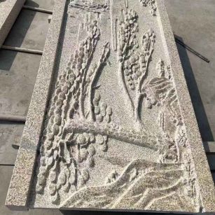 保定 黄金麻雕刻板浮雕迎客松