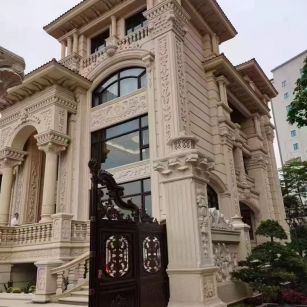 保定 黄金麻花岗岩别墅外墙干挂效果展示