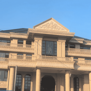 保定黄金麻别墅外墙干挂石材效果示例