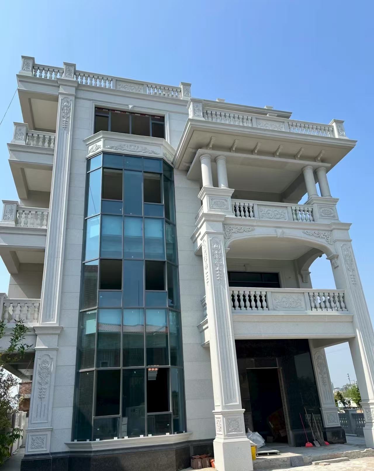 保定 白麻花岗岩别墅外墙干挂效果展示