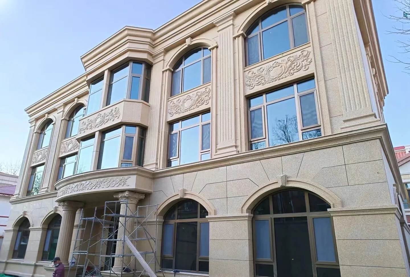 保定 黄金麻花岗岩别墅外墙干挂