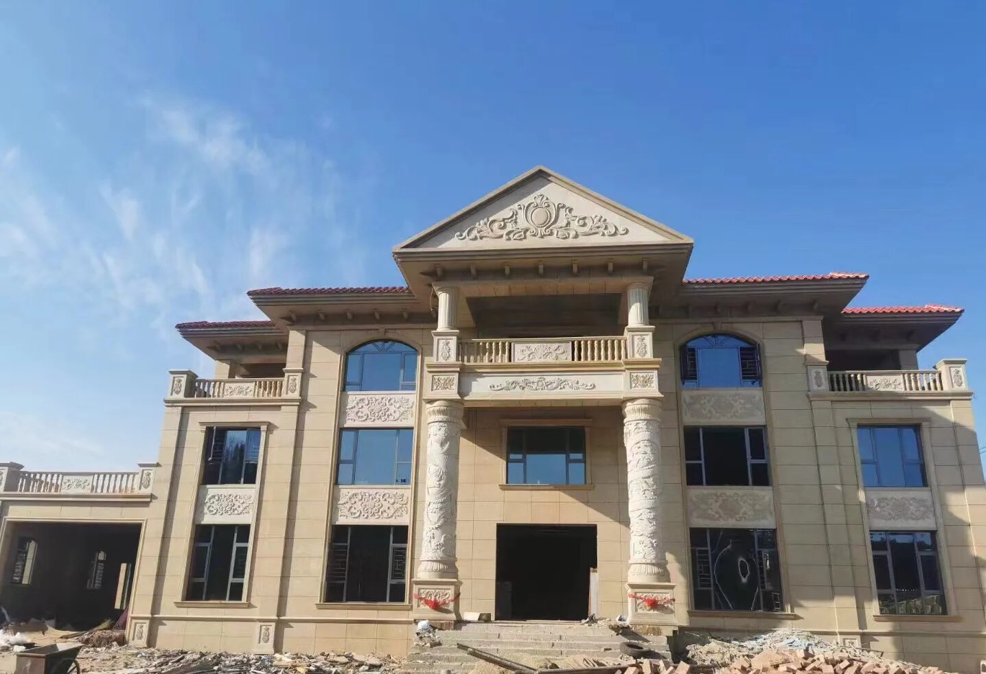 保定 黄金麻花岗岩别墅外墙干挂